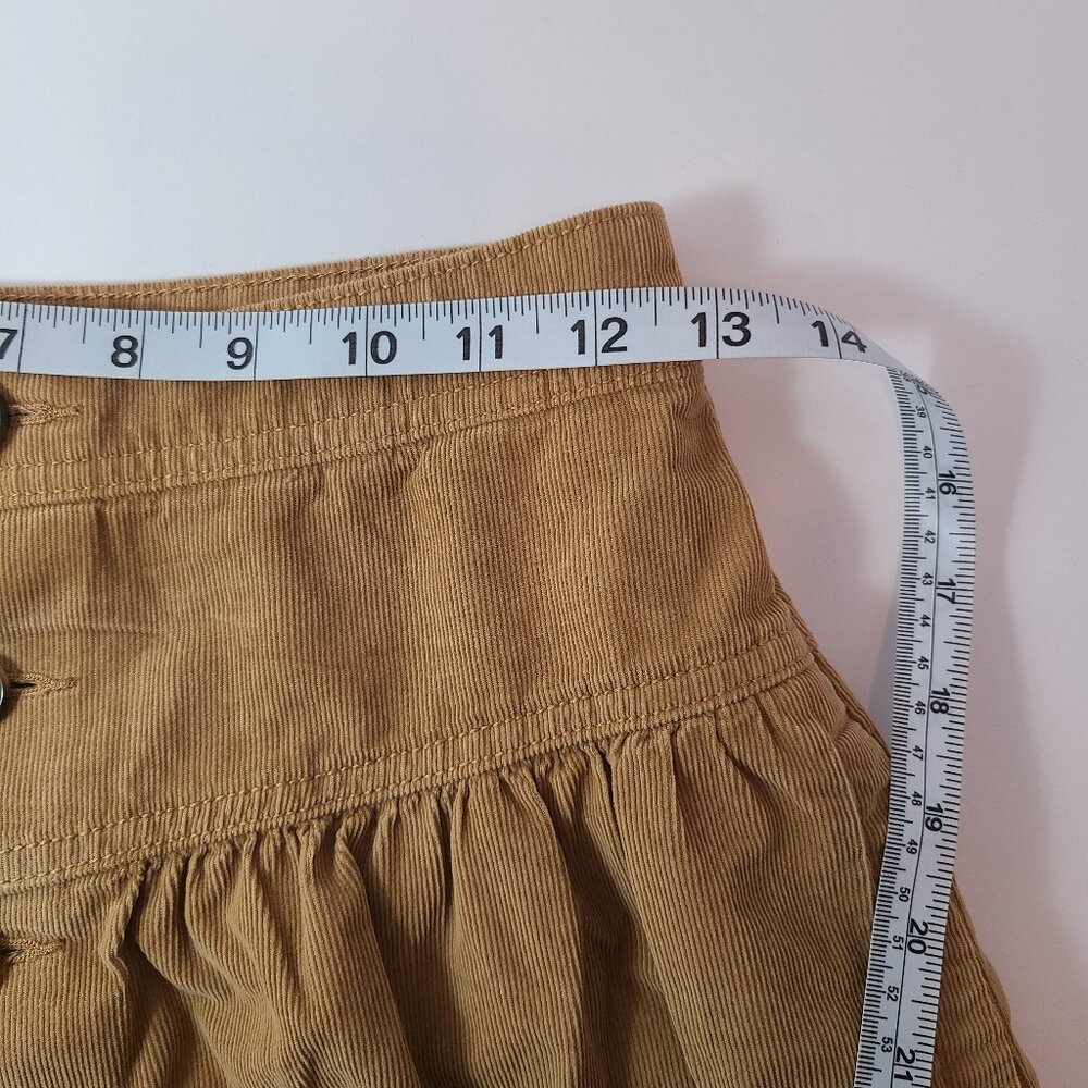American Eagle Corduroy Button Front Mini Skirt – Mustard Gold, Size 000 - Picture 7 of 8